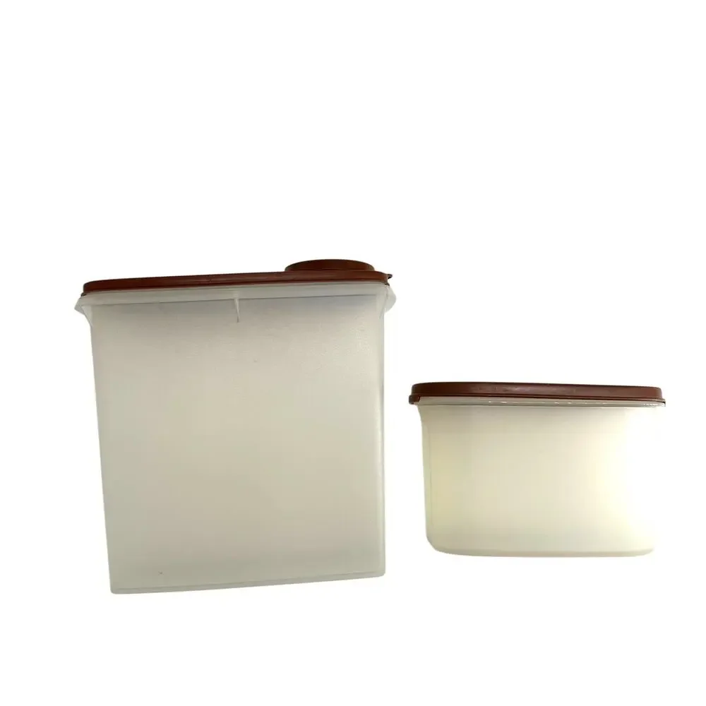 Vintage Tupperware Pour All Pitcher w Lid + Small container brown lids storage